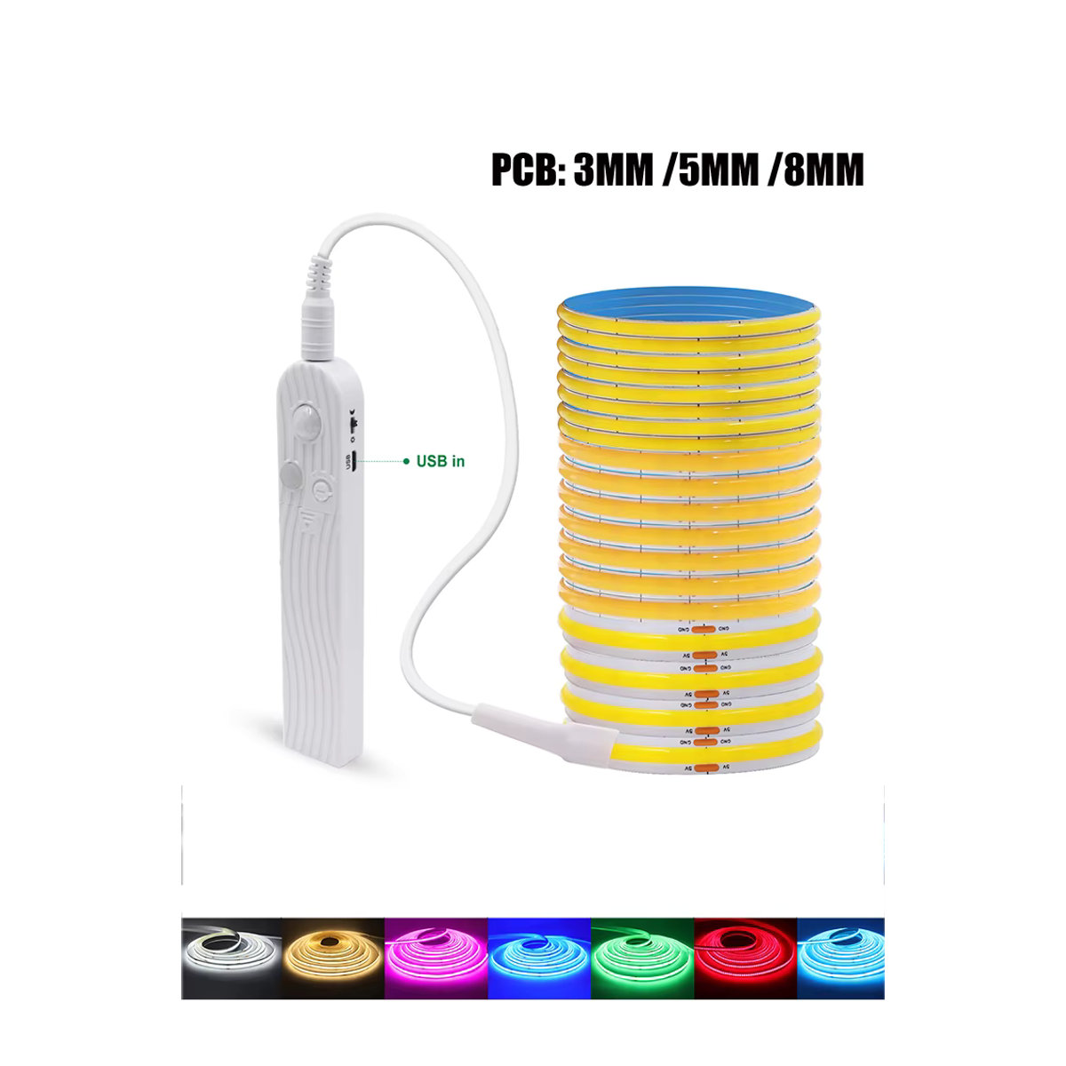 HEGEHE COB LED Bewegungsmelder Streifen als flexibles batteriebetriebenes Bandseil zur Schrankbeleuchtung in verschiedenen Farben und Breiten (3 mm, 5 mm, 8 mm) - Bild 7