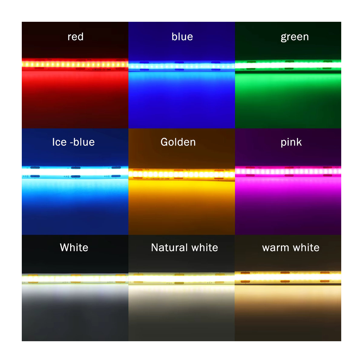 HEGEHE COB LED Streifen 5V mit 320 LEDs/m und 8mm PCB für TV Hintergrundbeleuchtung in Rot - Bild 2