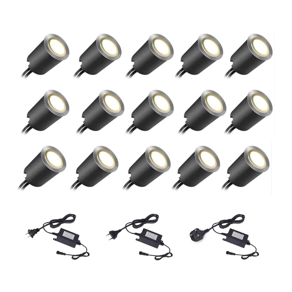 HEGEHE LED Einbauleuchte IP67 Wasserdicht für Garten und Landschaft, 12V, 0,6W, Edelstahl, Schwarz, Durchmesser: 32 mm - Bild 2