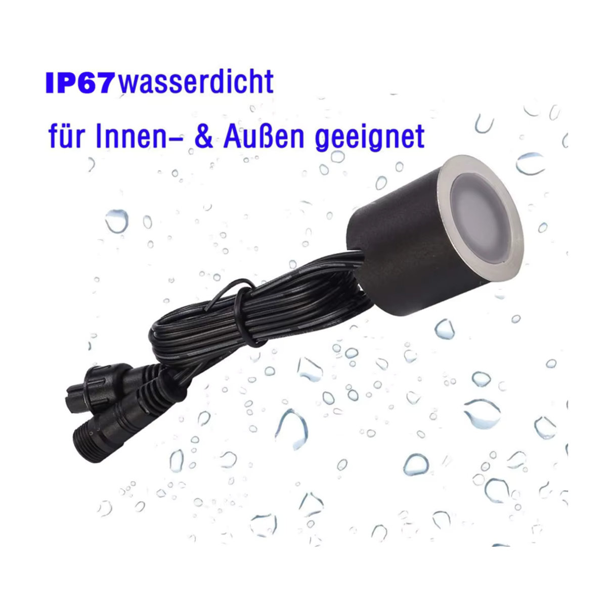 HEGEHE LED Einbauleuchte IP67 Wasserdicht für Garten und Landschaft, 12V, 0,6W, Edelstahl, Schwarz, Durchmesser: 32 mm - Bild 4