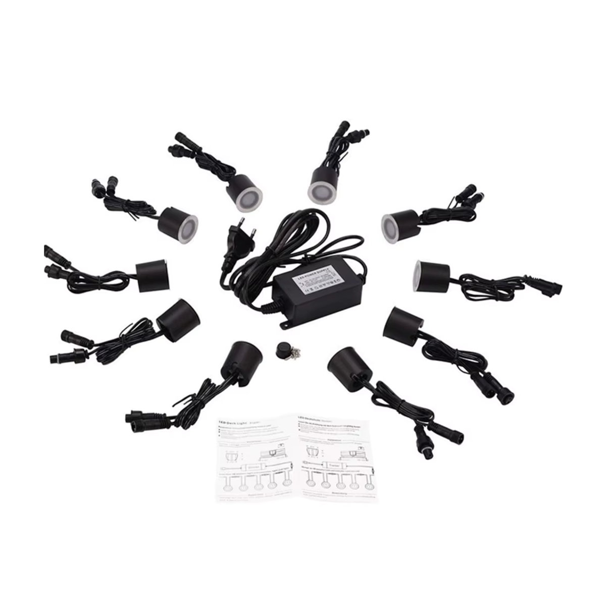 HEGEHE LED Einbauleuchte IP67 Wasserdicht für Garten und Landschaft, 12V, 0,6W, Edelstahl, Schwarz, Durchmesser: 32 mm - Bild 5