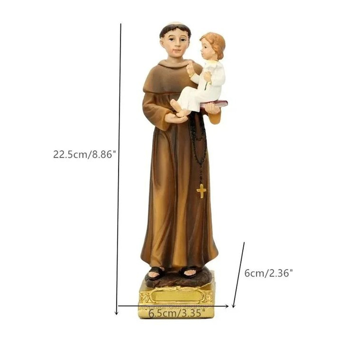 Heiliger Antonius Statue aus Kunstharz als katholische Ikone zur Heimdekoration und für das Familiengebet - Bild 1