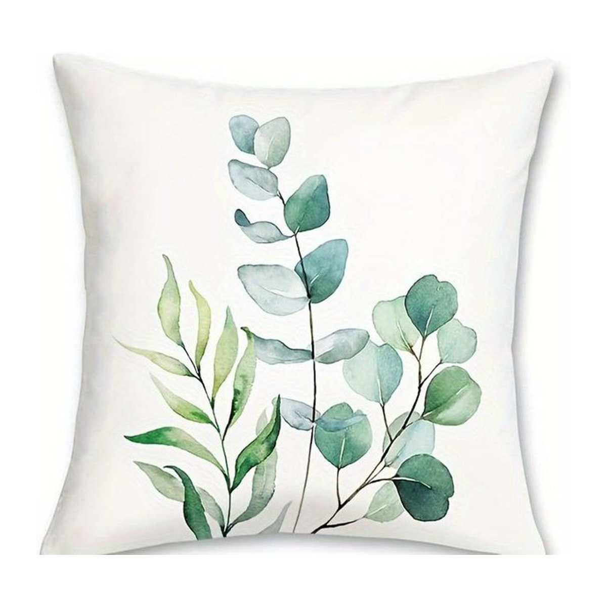 Heimdeko Kissenbezug mit Eukalyptusblätter Muster aus Peach Skin für Sofa und Schlafzimmer, B/B/H: 18 x 18 x 18 cm - Bild 1