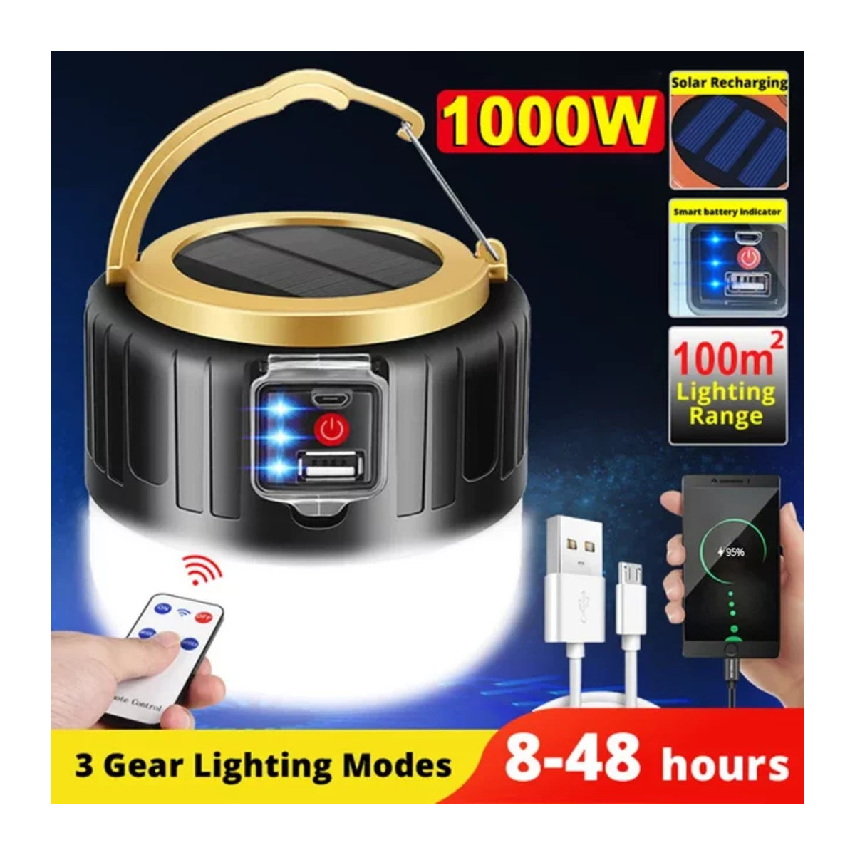 Heinast Solar LED Camping Licht Wasserdichte Wiederaufladbare Zelt Lampe Tragbare Outdoor Laterne - Bild 1