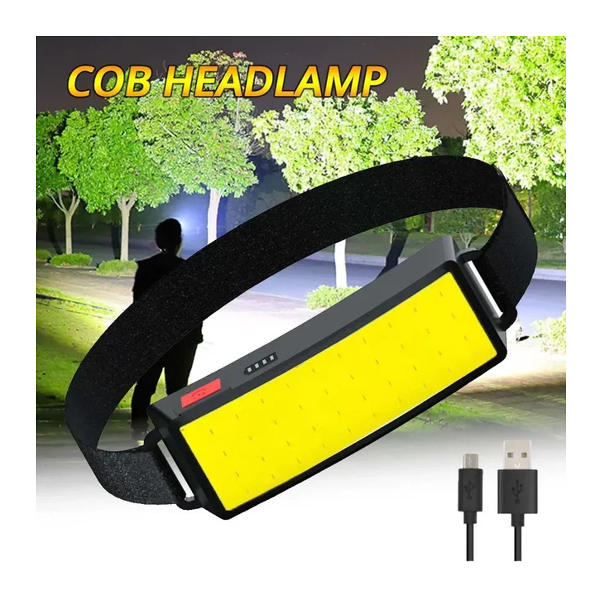 Heinast Superhelle COB Stirnlampe und Taschenlampe mit breitem Strahl, wasserdicht und leicht für Laufen, Angeln und Camping - Bild 1