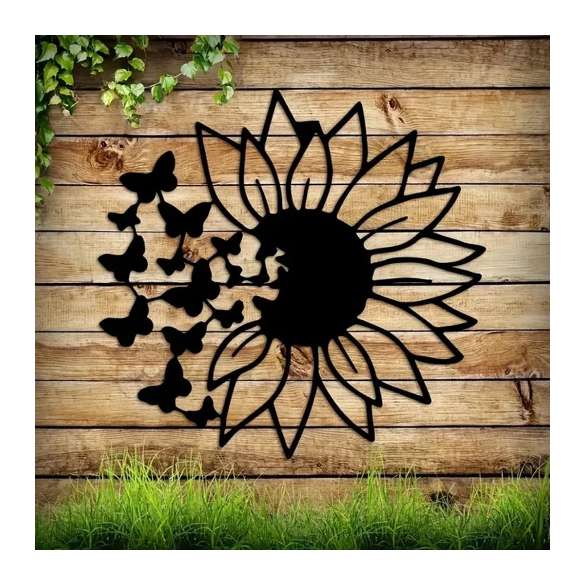 Hello Young Wanddekoration Schmetterling und Sonnenblume aus Metall in Schwarz als moderner Wandbehang für dein Zuhause - Bild 1