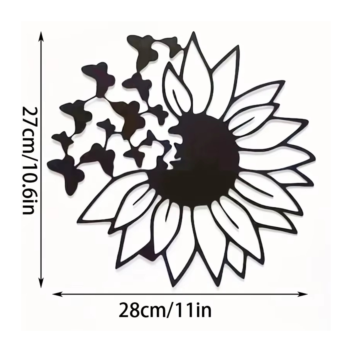 Hello Young Wanddekoration Schmetterling und Sonnenblume aus Metall in Schwarz als moderner Wandbehang für dein Zuhause - Bild 3