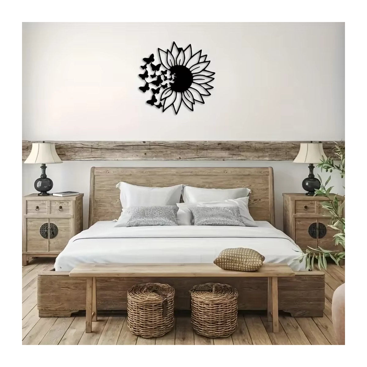 Hello Young Wanddekoration Schmetterling und Sonnenblume aus Metall in Schwarz als moderner Wandbehang für dein Zuhause - Bild 4
