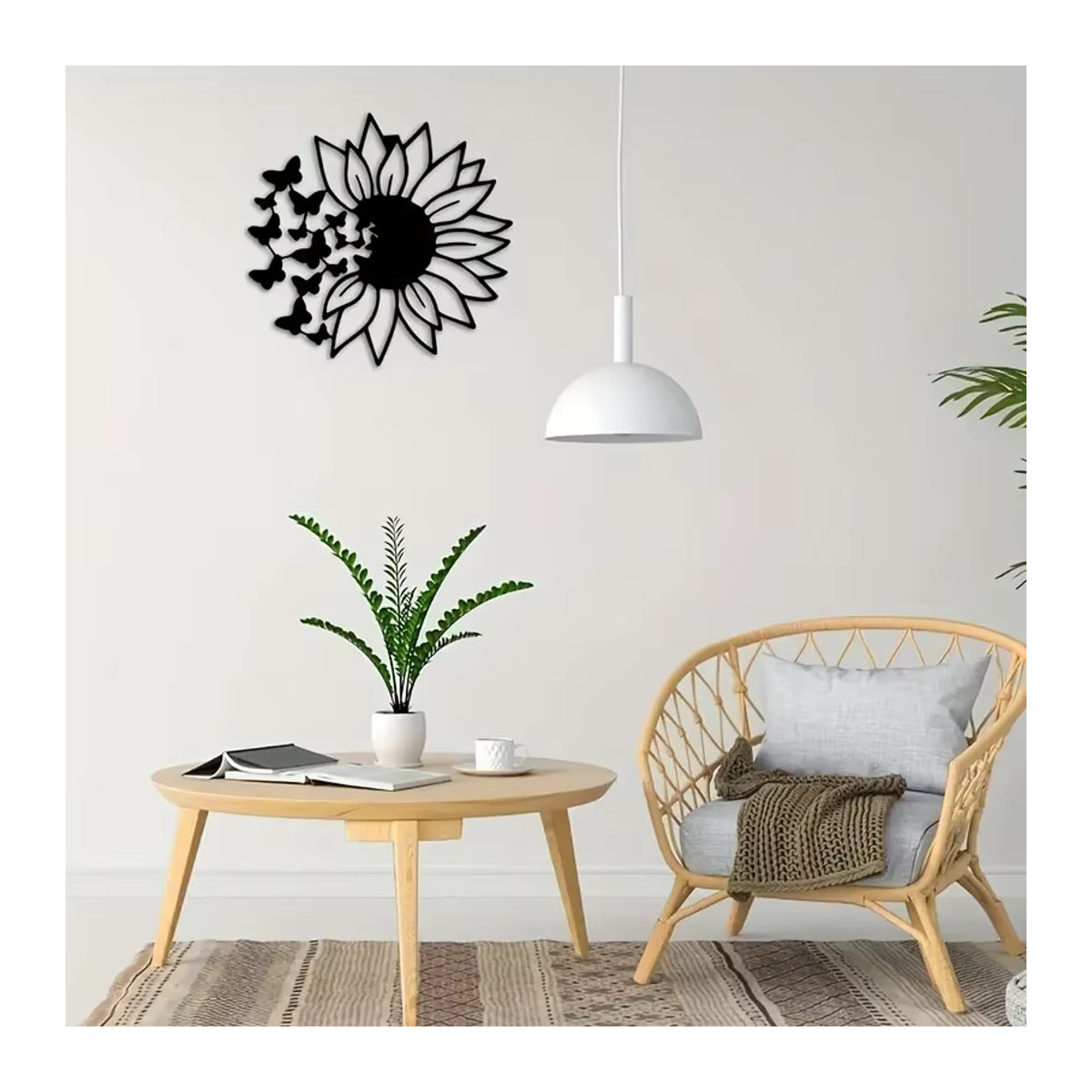 Hello Young Wanddekoration Schmetterling und Sonnenblume aus Metall in Schwarz als moderner Wandbehang für dein Zuhause - Bild 5
