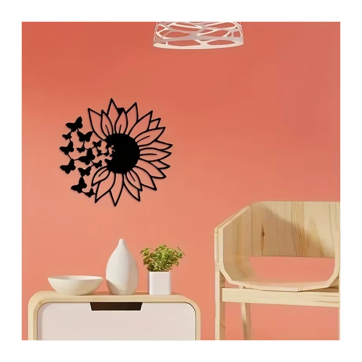 Hello Young Wanddekoration Schmetterling und Sonnenblume aus Metall in Schwarz als moderner Wandbehang für dein Zuhause - Bild 6