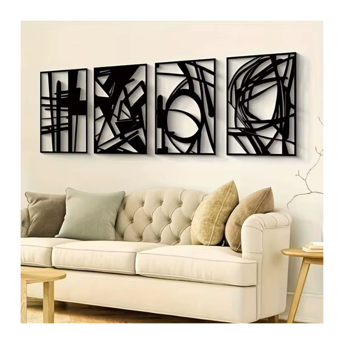 HELLOYOUNG Abstrakte Wandkunst aus Metall in Schwarz – Minimalistische dekorative Skulptur für deine Wanddekoration - Bild 4