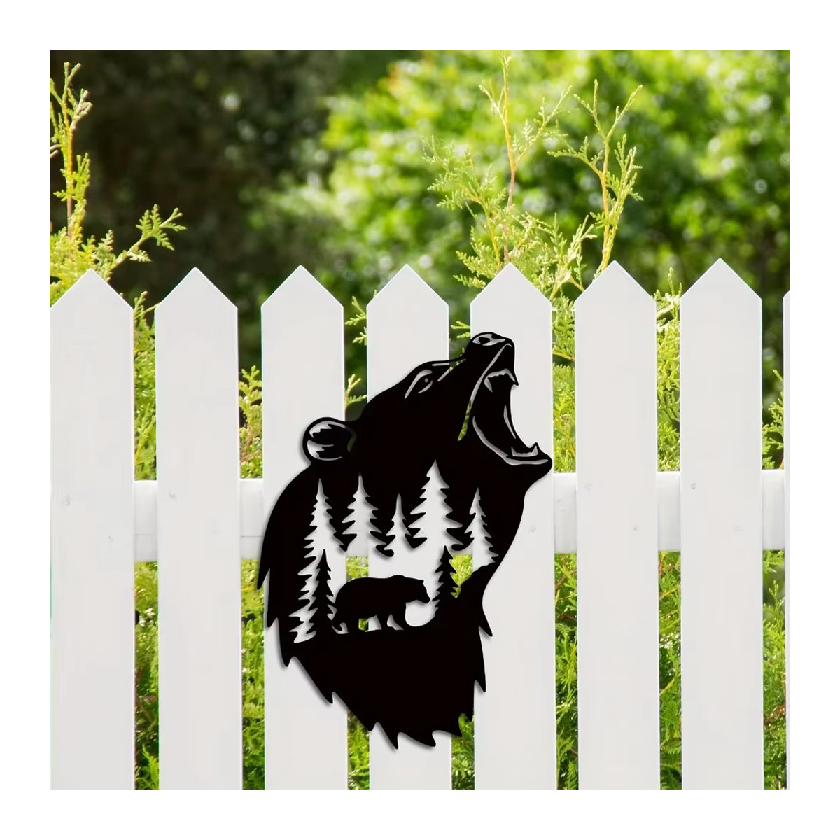 HelloYoung Bär Wandkunst aus Metall in Schwarz als rustikale Wandskulptur für dein Zuhause oder Büro - Bild 4