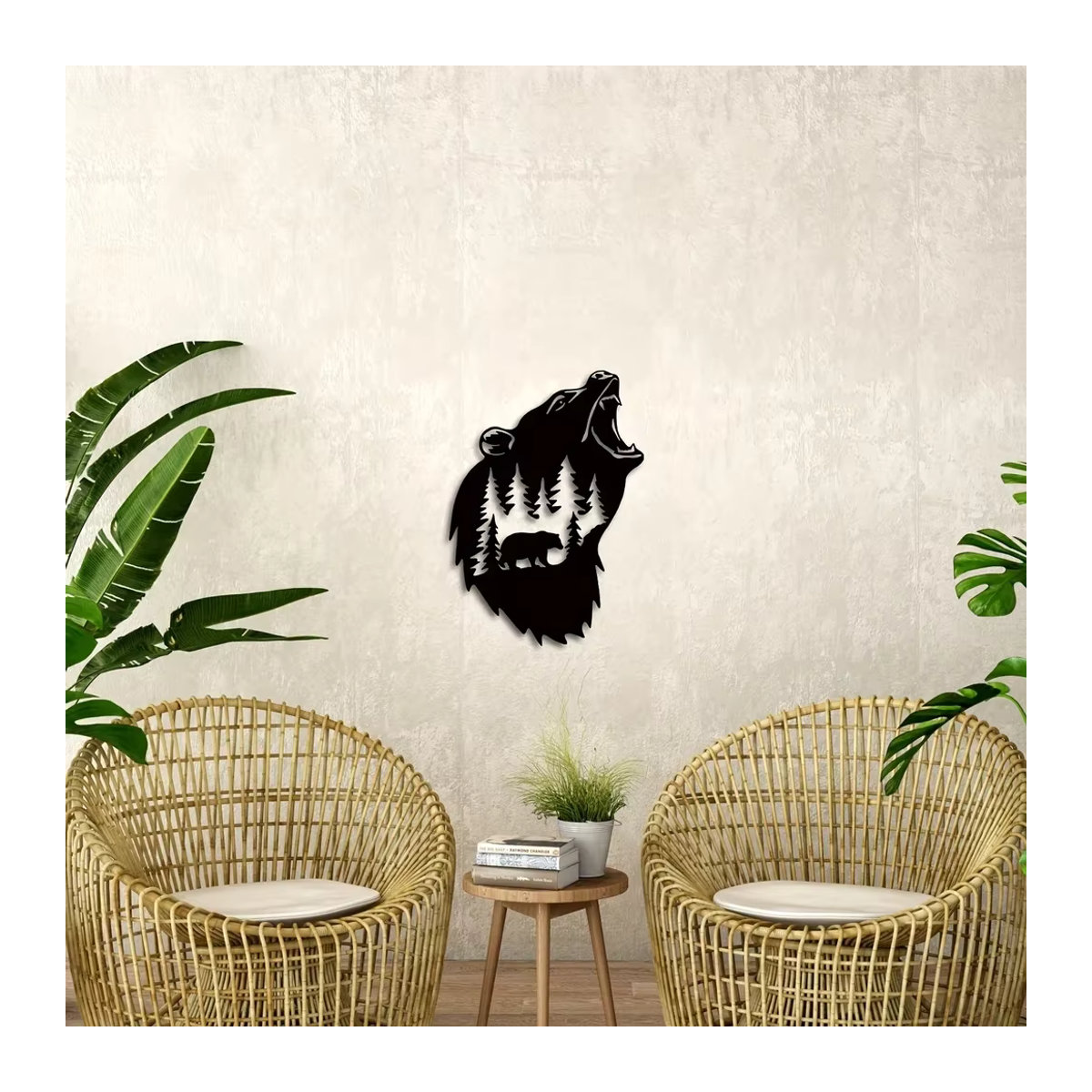 HelloYoung Bär Wandkunst aus Metall in Schwarz als rustikale Wandskulptur für dein Zuhause oder Büro - Bild 5