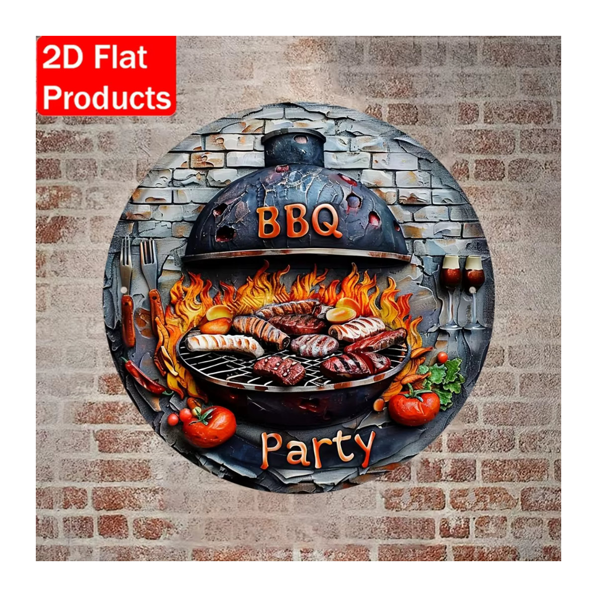HELLOYOUNG BBQ Party Metallschild quadratisch, mehrfarbig, B/B/B: 20,3 x 20,3 x 0 cm, rustikale Wanddekoration für Outdoor und Camping - Bild 3