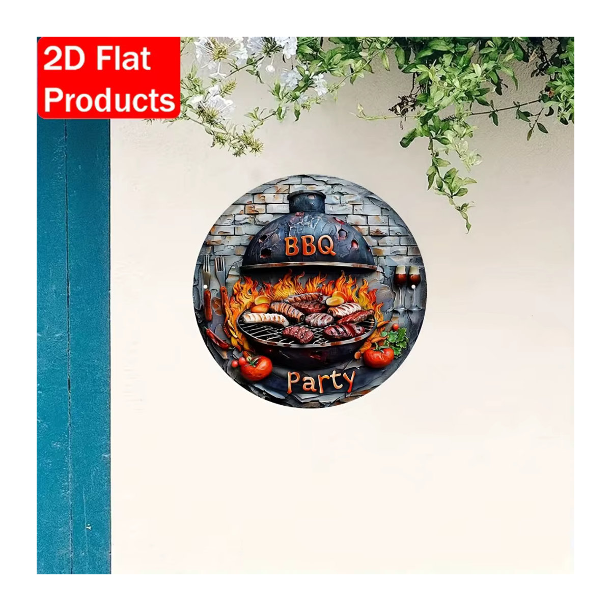HELLOYOUNG BBQ Party Metallschild quadratisch, mehrfarbig, B/B/B: 20,3 x 20,3 x 0 cm, rustikale Wanddekoration für Outdoor und Camping - Bild 4