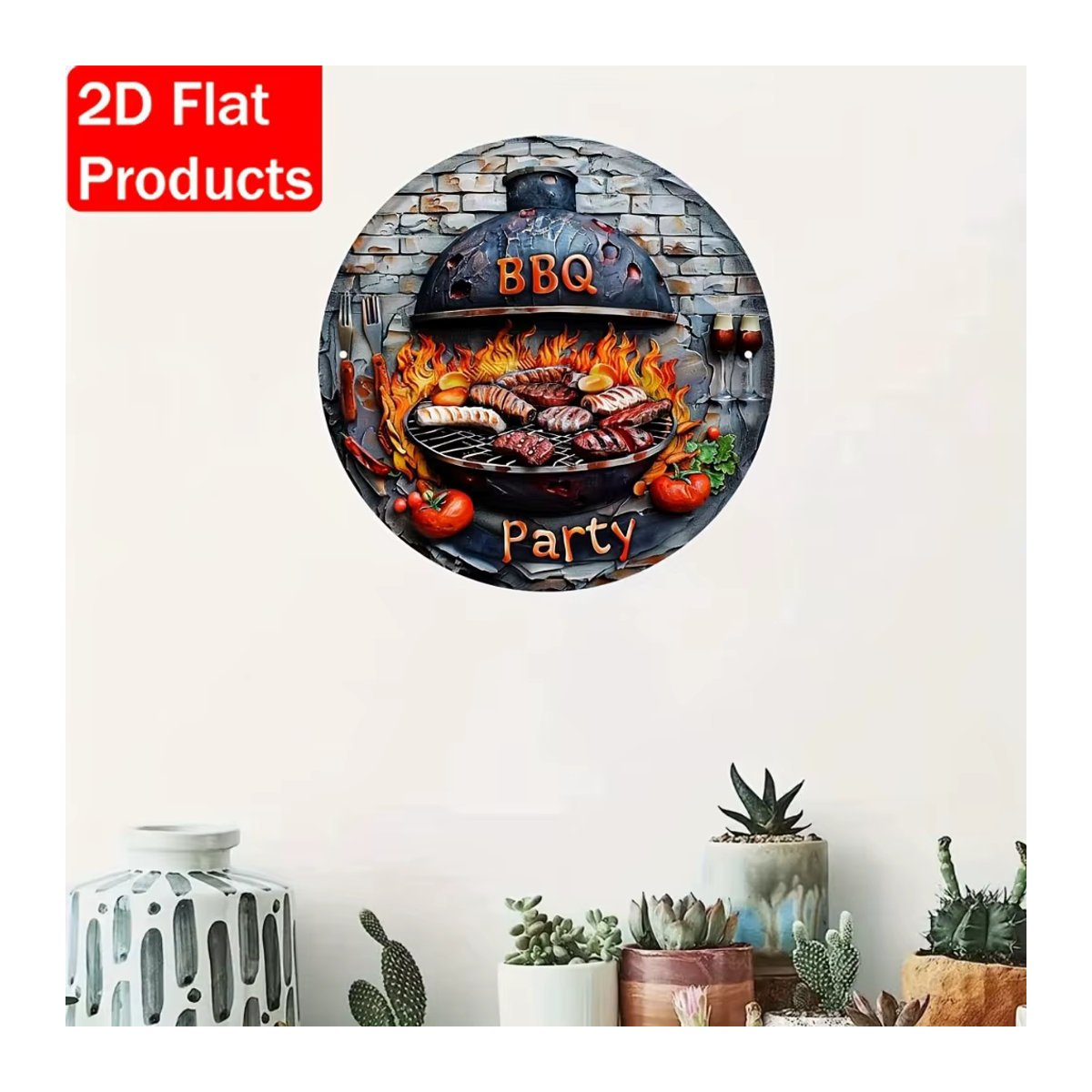 HELLOYOUNG BBQ Party Metallschild quadratisch, mehrfarbig, B/B/B: 20,3 x 20,3 x 0 cm, rustikale Wanddekoration für Outdoor und Camping - Bild 5