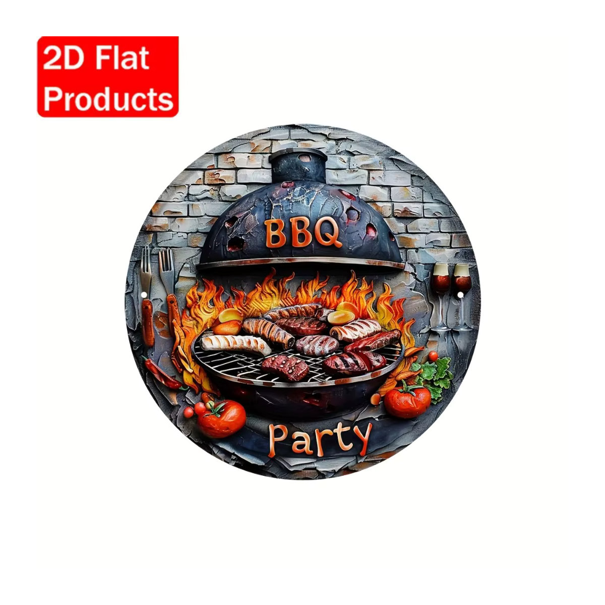 HELLOYOUNG BBQ Party Metallschild quadratisch, mehrfarbig, B/B/B: 20,3 x 20,3 x 0 cm, rustikale Wanddekoration für Outdoor und Camping - Bild 6