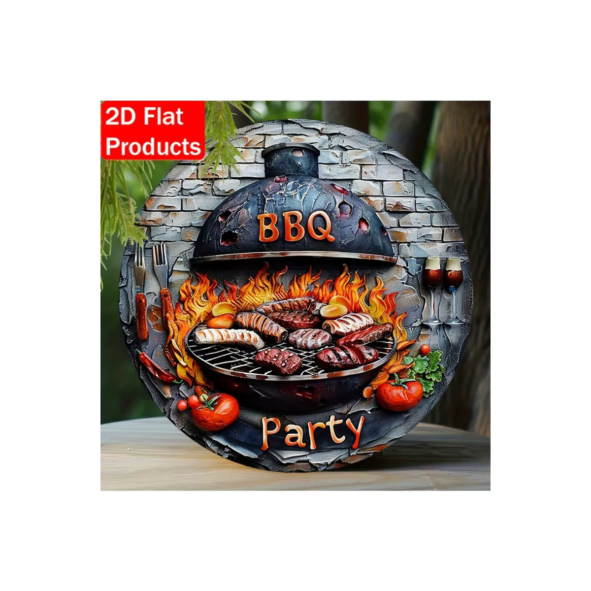 HELLOYOUNG BBQ Party Metallschild quadratisch, mehrfarbig, B/B/B: 20,3 x 20,3 x 0 cm, rustikale Wanddekoration für Outdoor und Camping - Bild 7