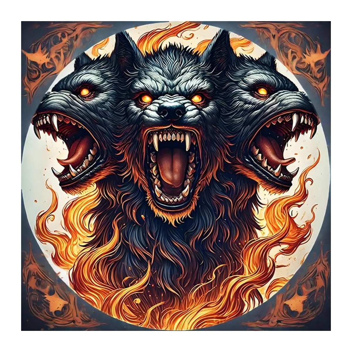 HELLOYOUNG Cerberus Trio Wandkunst im Vintage-Stil aus Metall als wasserfestes Metalldekor - Bild 1