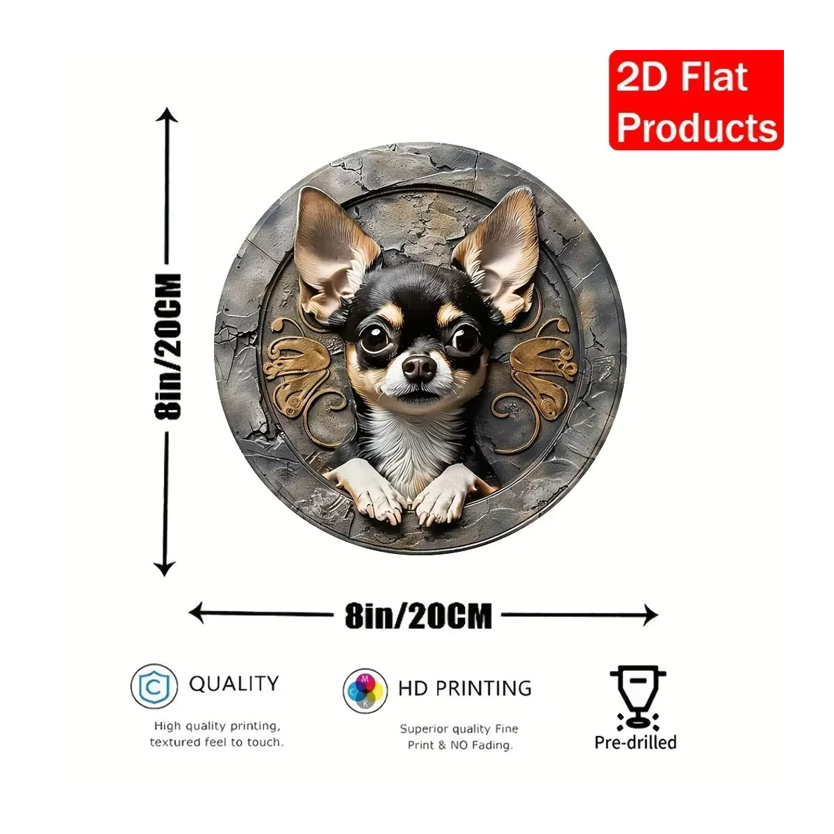 HELLOYOUNG Chihuahua Willkommen 2D-Aluminium-Hofkunst zur Wandmontage für Garten und Veranda - Bild 2