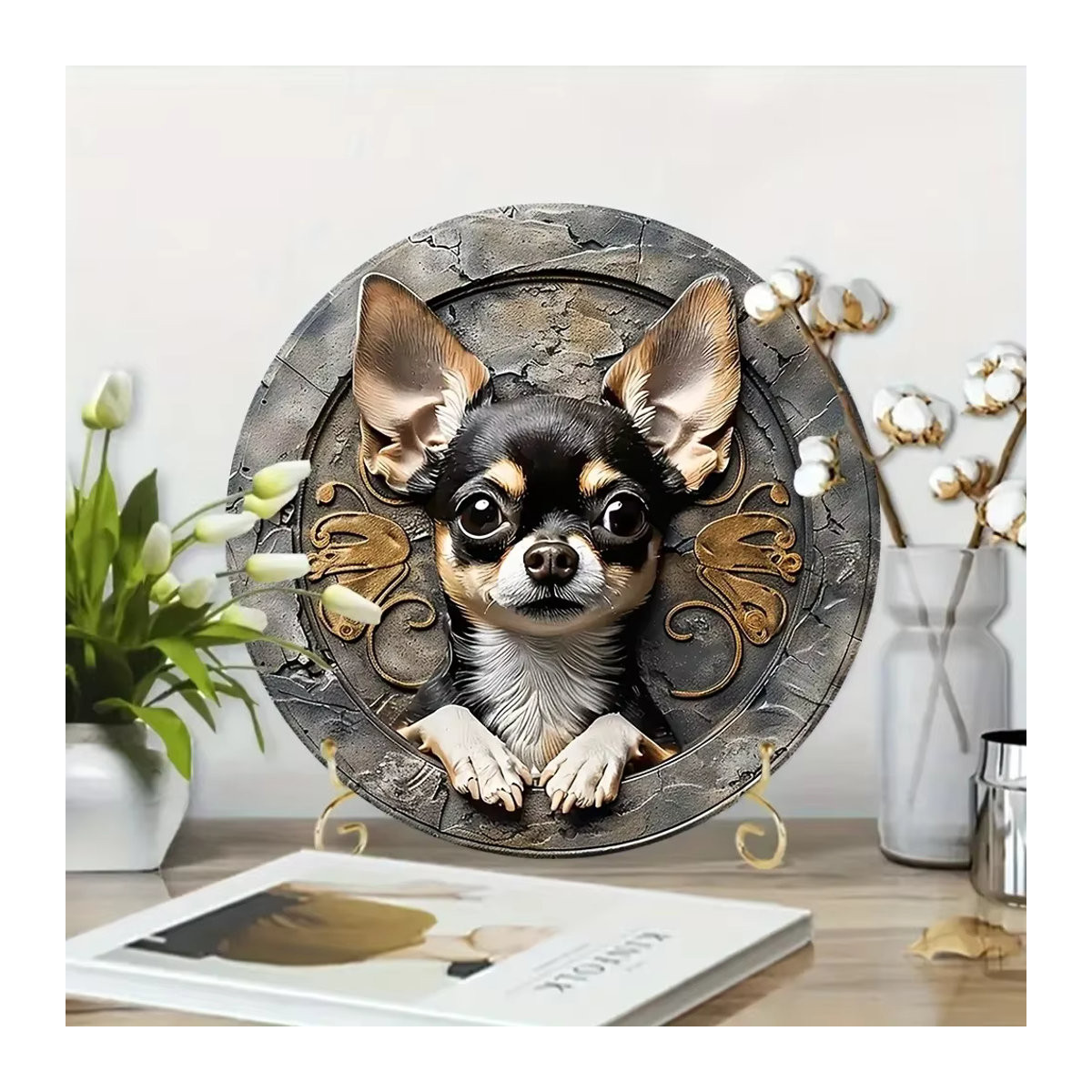 HELLOYOUNG Chihuahua Willkommen 2D-Aluminium-Hofkunst zur Wandmontage für Garten und Veranda - Bild 3
