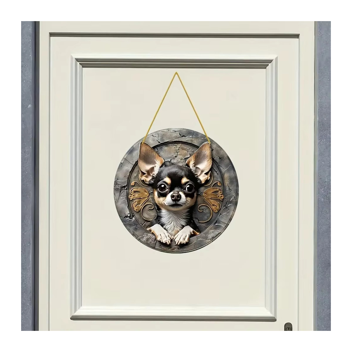 HELLOYOUNG Chihuahua Willkommen 2D-Aluminium-Hofkunst zur Wandmontage für Garten und Veranda - Bild 4