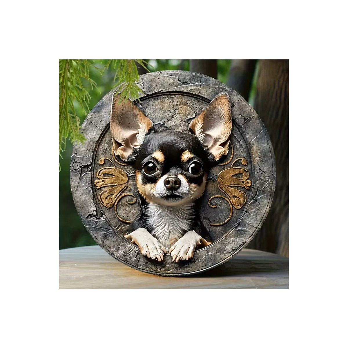 HELLOYOUNG Chihuahua Willkommen 2D-Aluminium-Hofkunst zur Wandmontage für Garten und Veranda - Bild 6