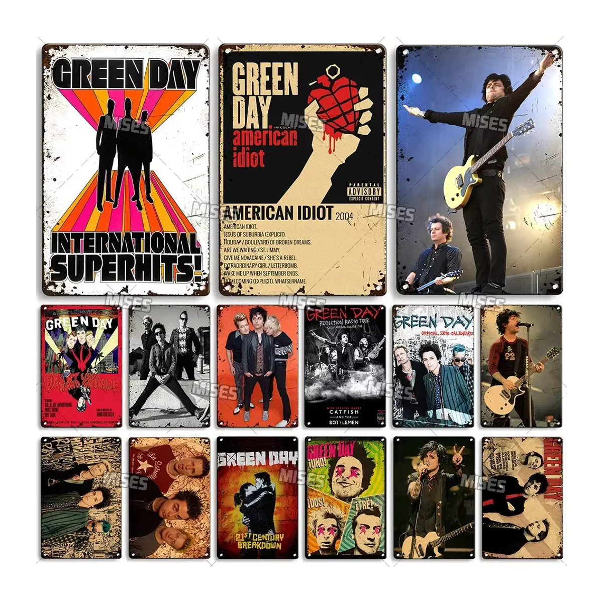 HELLOYOUNG Green Day Metallplatte Punk Rock Musik Poster mit Band-Logo und Album-Kunst, B: 30,0 cm, H: 20,0 cm - Bild 2