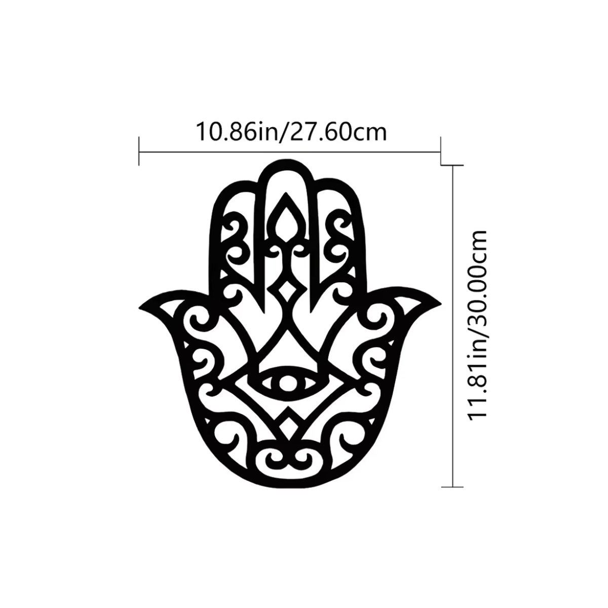 HELLOYOUNG Hamsa-Hand Wandkunst aus Metall in Schwarz, klassische Wanddekoration für dein Wohnzimmer - Bild 2