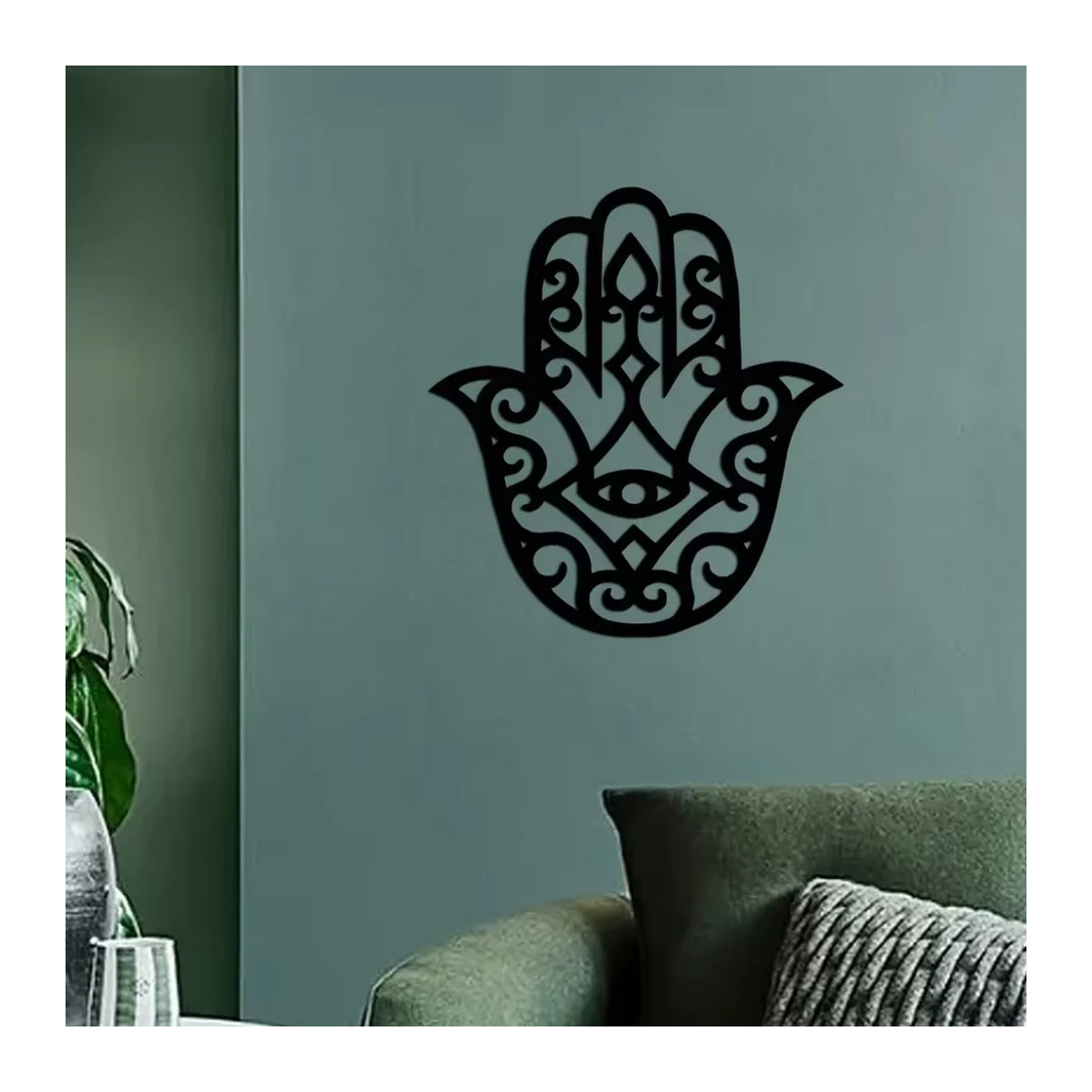 HELLOYOUNG Hamsa-Hand Wandkunst aus Metall in Schwarz, klassische Wanddekoration für dein Wohnzimmer - Bild 3