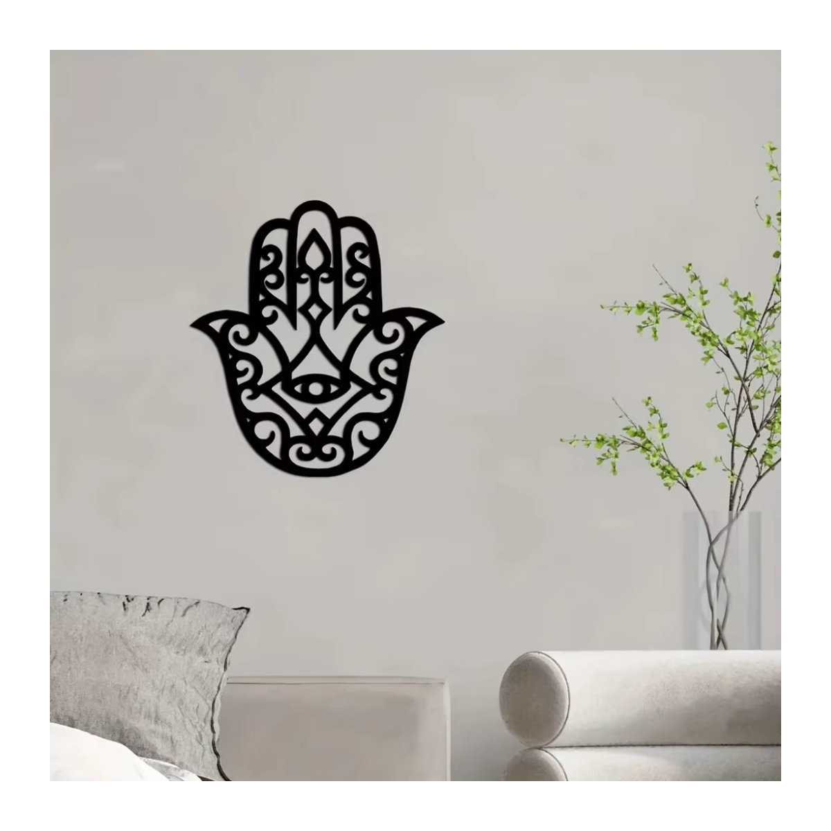 HELLOYOUNG Hamsa-Hand Wandkunst aus Metall in Schwarz, klassische Wanddekoration für dein Wohnzimmer - Bild 4
