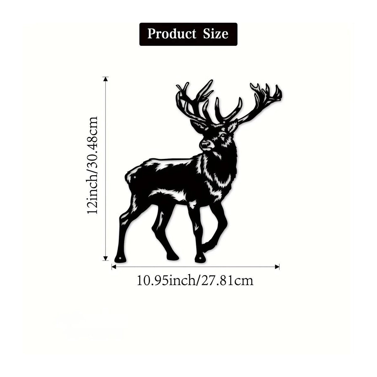 HELLOYOUNG Hirsch Silhouette Wanddeko aus Metall in Schwarz für Jäger und Outdoor-Liebhaber - Bild 2
