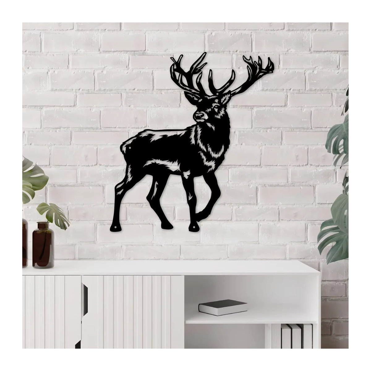 HELLOYOUNG Hirsch Silhouette Wanddeko aus Metall in Schwarz für Jäger und Outdoor-Liebhaber - Bild 3