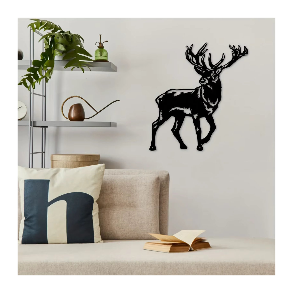 HELLOYOUNG Hirsch Silhouette Wanddeko aus Metall in Schwarz für Jäger und Outdoor-Liebhaber - Bild 4