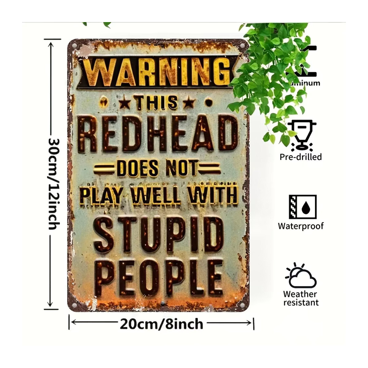 HELLOYOUNG Humor-Aluminiumschild als Wanddekoration, langlebiges Metallschild für Innen und Außen, B: 30,0 cm, H: 20,0 cm, T: 1,0 cm - Bild 2