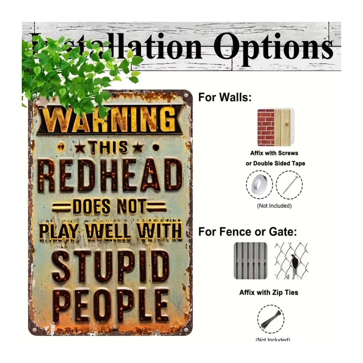 HELLOYOUNG Humor-Aluminiumschild als Wanddekoration, langlebiges Metallschild für Innen und Außen, B: 30,0 cm, H: 20,0 cm, T: 1,0 cm - Bild 5