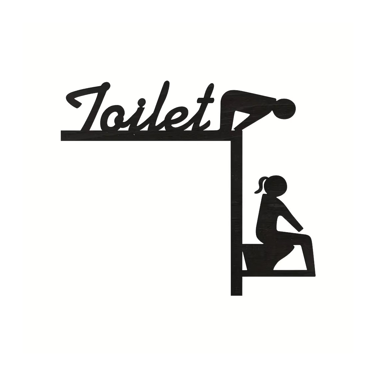 HELLOYOUNG Lustige Toiletten Türrahmen Dekoration aus Holz in Schwarz als hängendes Wanddekor für Bad und Haus - Bild 5
