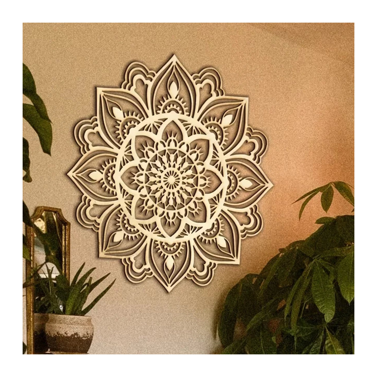 HELLOYOUNG Marokkanische Wandkunst aus Metall in Weiß mit Mandala-Design und orientalischem geometrischem Muster, runde Wanddekoration - Bild 1