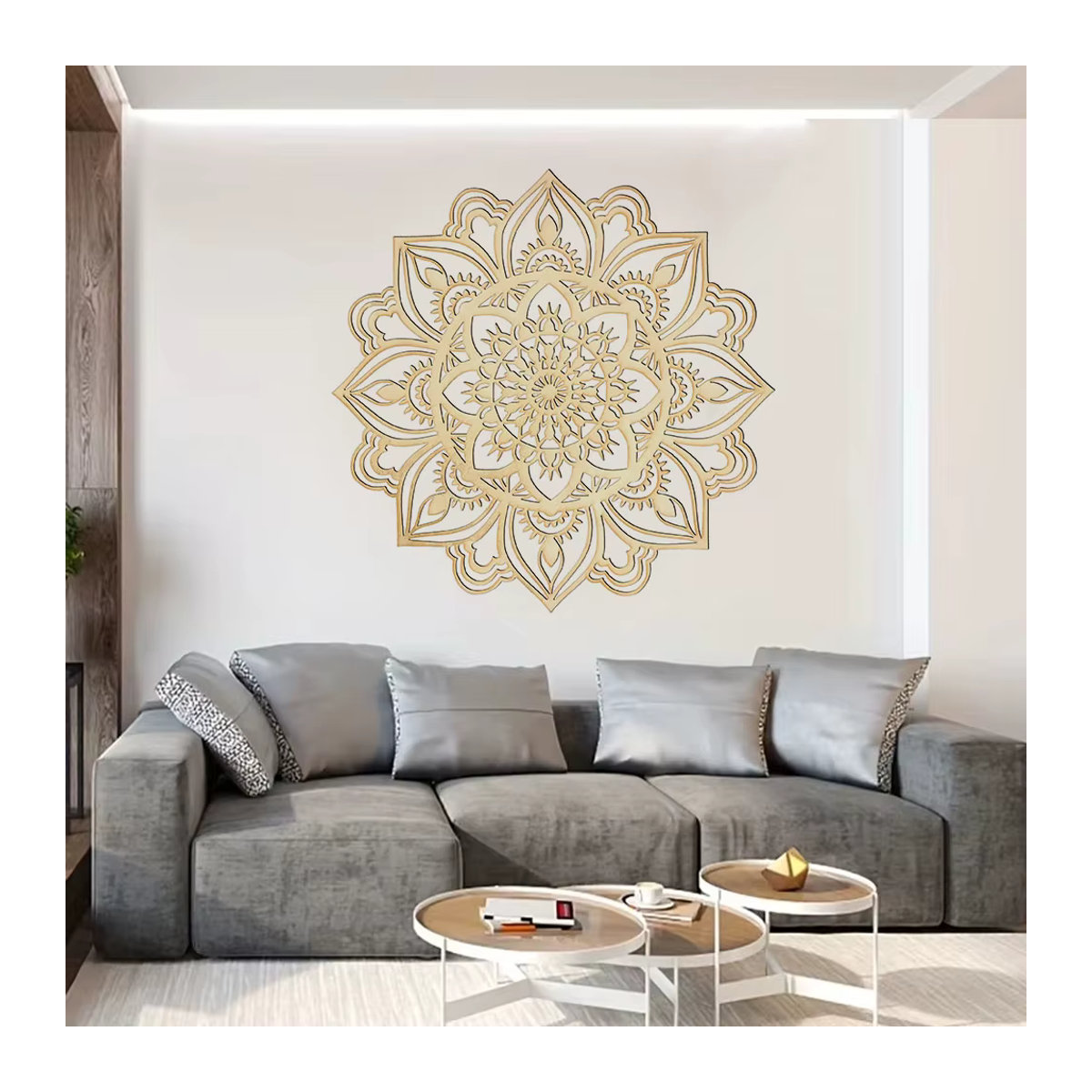 HELLOYOUNG Marokkanische Wandkunst aus Metall in Weiß mit Mandala-Design und orientalischem geometrischem Muster, runde Wanddekoration - Bild 4