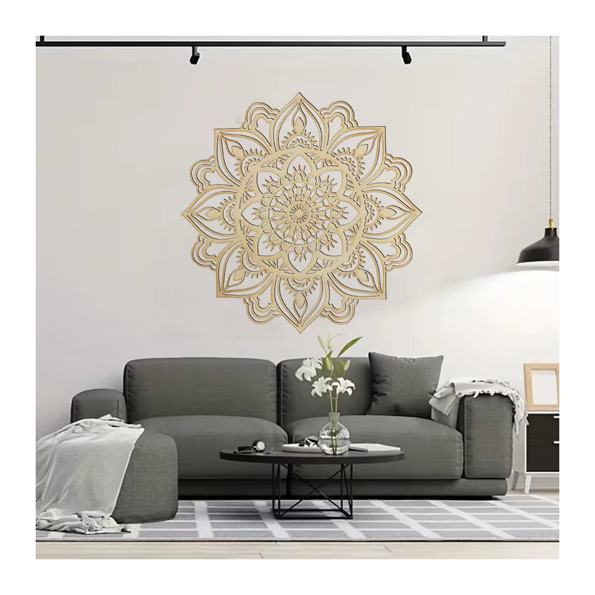 HELLOYOUNG Marokkanische Wandkunst aus Metall in Weiß mit Mandala-Design und orientalischem geometrischem Muster, runde Wanddekoration - Bild 5