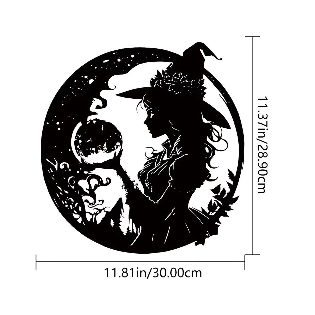 HELLOYOUNG Metall-Hexe Wandkunst Schwarz als Halloween Wanddekoration für Kinderzimmer und Wohnzimmer - Bild 2