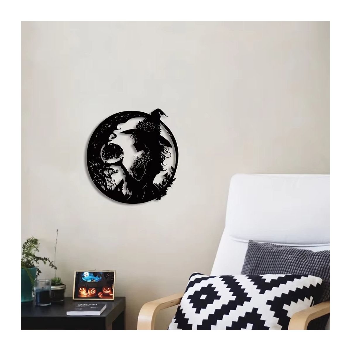 HELLOYOUNG Metall-Hexe Wandkunst Schwarz als Halloween Wanddekoration für Kinderzimmer und Wohnzimmer - Bild 3