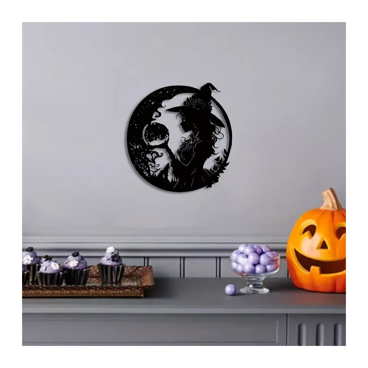 HELLOYOUNG Metall-Hexe Wandkunst Schwarz als Halloween Wanddekoration für Kinderzimmer und Wohnzimmer - Bild 5