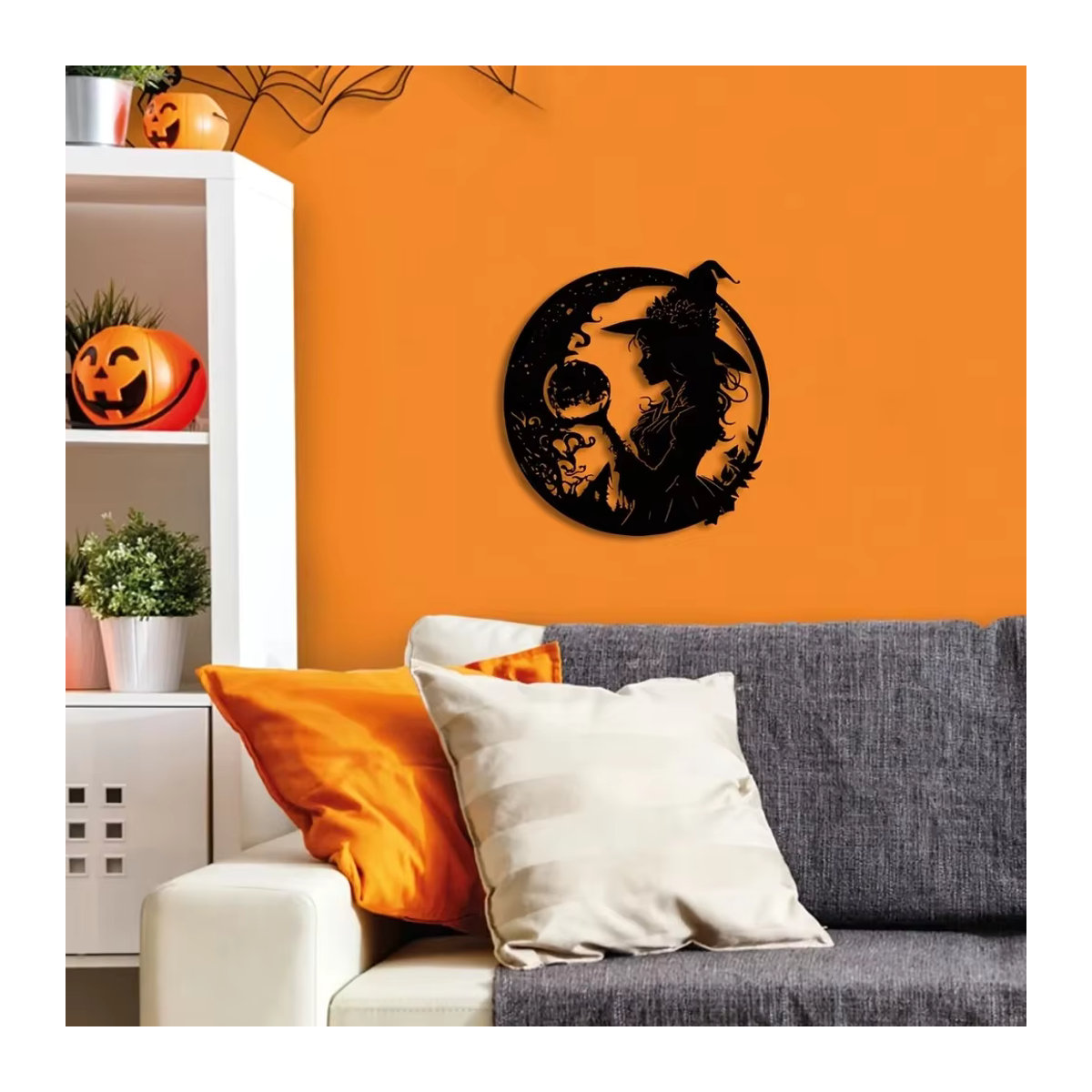 HELLOYOUNG Metall-Hexe Wandkunst Schwarz als Halloween Wanddekoration für Kinderzimmer und Wohnzimmer - Bild 6