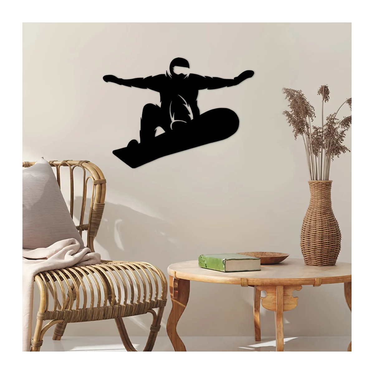 HELLOYOUNG Metall Wanddekoration Snowboarder in Schwarz, minimalistische Wandkunst aus Eisen für Sportbegeisterte - Bild 3