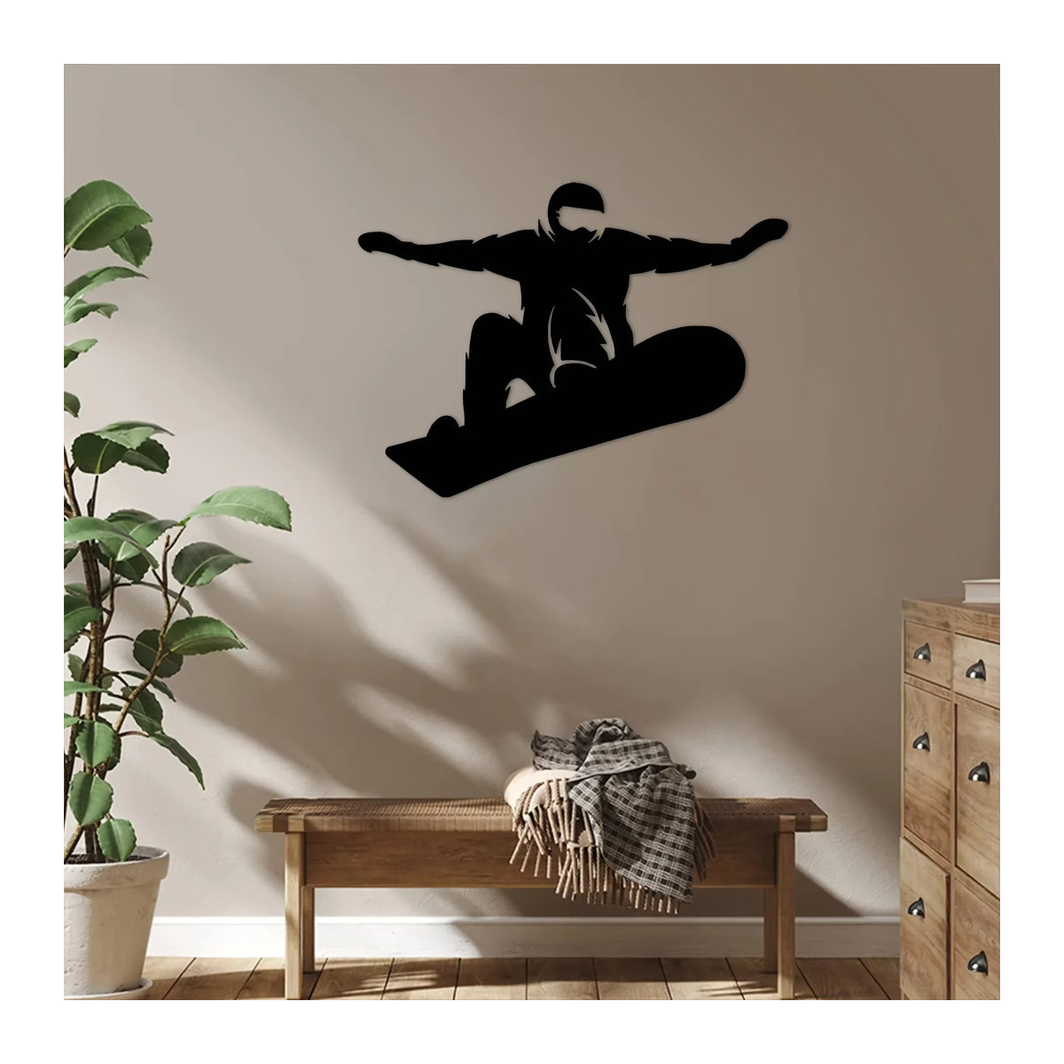 HELLOYOUNG Metall Wanddekoration Snowboarder in Schwarz, minimalistische Wandkunst aus Eisen für Sportbegeisterte - Bild 5