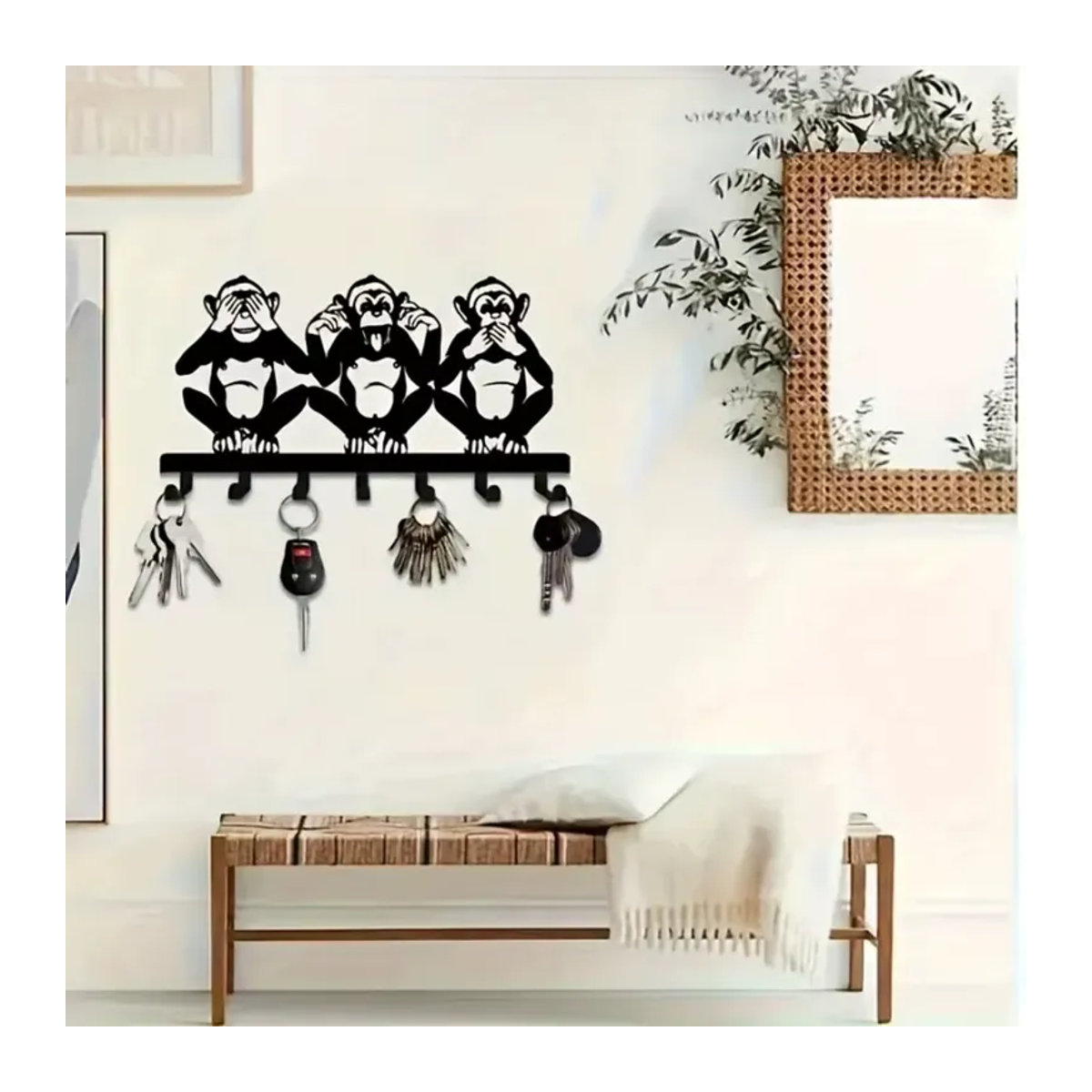 HelloYoung Metall-Wandhaken in Affenform, moderne Wandhalterung für Schlüssel, Mäntel und Hüte in Schwarz - Bild 3