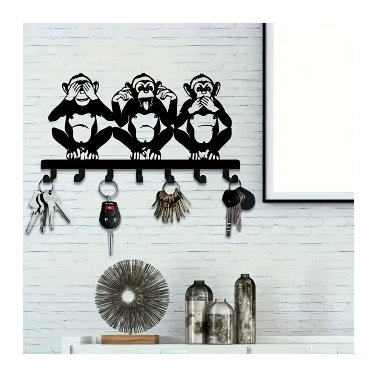 HelloYoung Metall-Wandhaken in Affenform, moderne Wandhalterung für Schlüssel, Mäntel und Hüte in Schwarz - Bild 4
