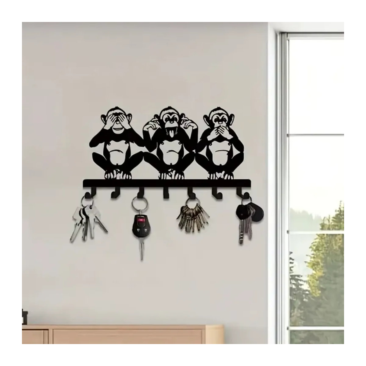 HelloYoung Metall-Wandhaken in Affenform, moderne Wandhalterung für Schlüssel, Mäntel und Hüte in Schwarz - Bild 5
