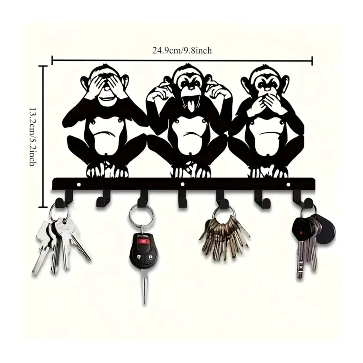 HelloYoung Metall-Wandhaken in Affenform, moderne Wandhalterung für Schlüssel, Mäntel und Hüte in Schwarz - Bild 6